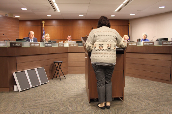 After listening to opponents of the safety pin policy for an hour, school board members had little reaction.