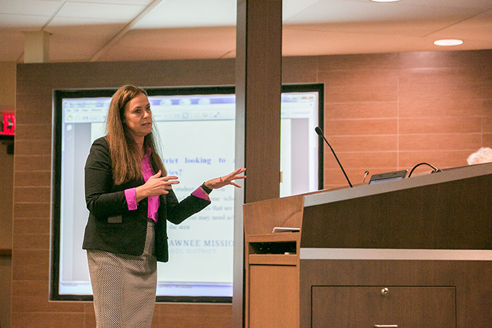 Michelle Hubbard presented the Board of Education Monday with a timeline for determining the elementary school boundary changes for the next school year.