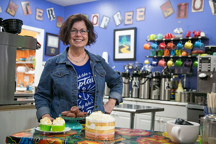 Kathy Fullerton does some of the production of The Beachery's baked goods in the kitchen at Twisted Sisters on Johnson Drive.