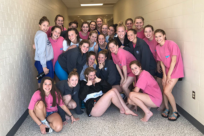 SM East's girls swim team is looking to repeat at state champs. Photo via Twitter.