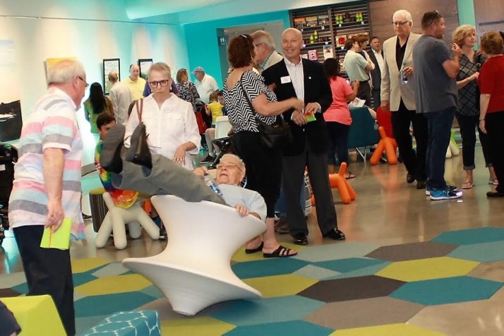 Residents got to check on the new common area -- including some interactive furniture.
