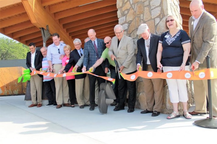 Local dignitaries and members of the Park and Recreation committee gathered for the ribbon cutting.