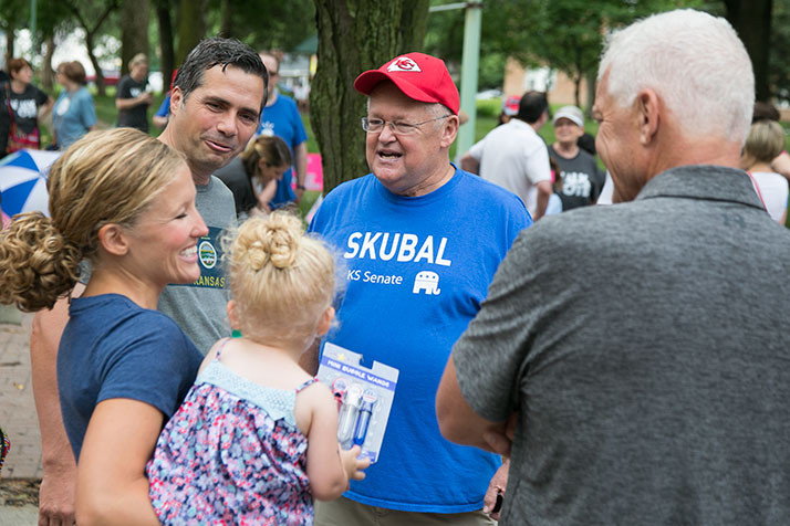 Former U.S. Senate Candidate Greg Orman and State Sen. John Skubal chatted ahead of the event.