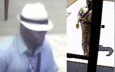 Surveillance camera images of the man who robbed the BMO Harris Bank in Leawood yesterday.