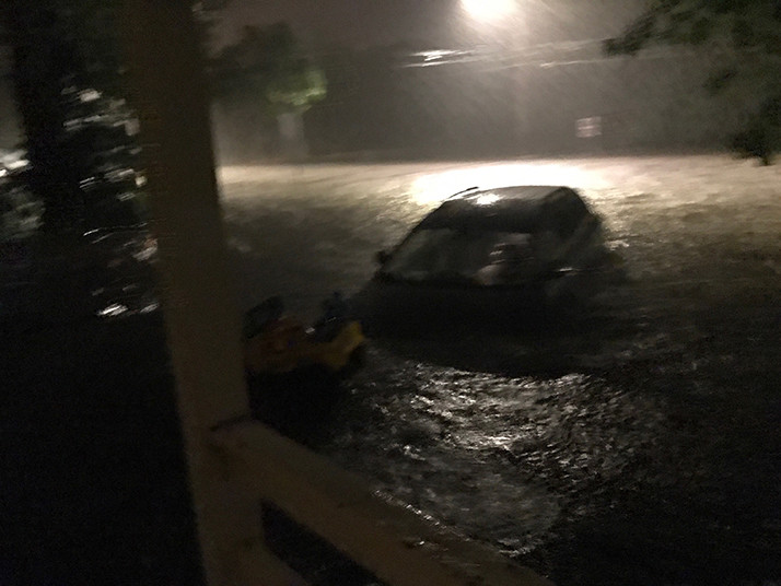 Twice in the past several weeks Brush Creek has flooded, causing serious damage to area homes. Photo by Don Austin.