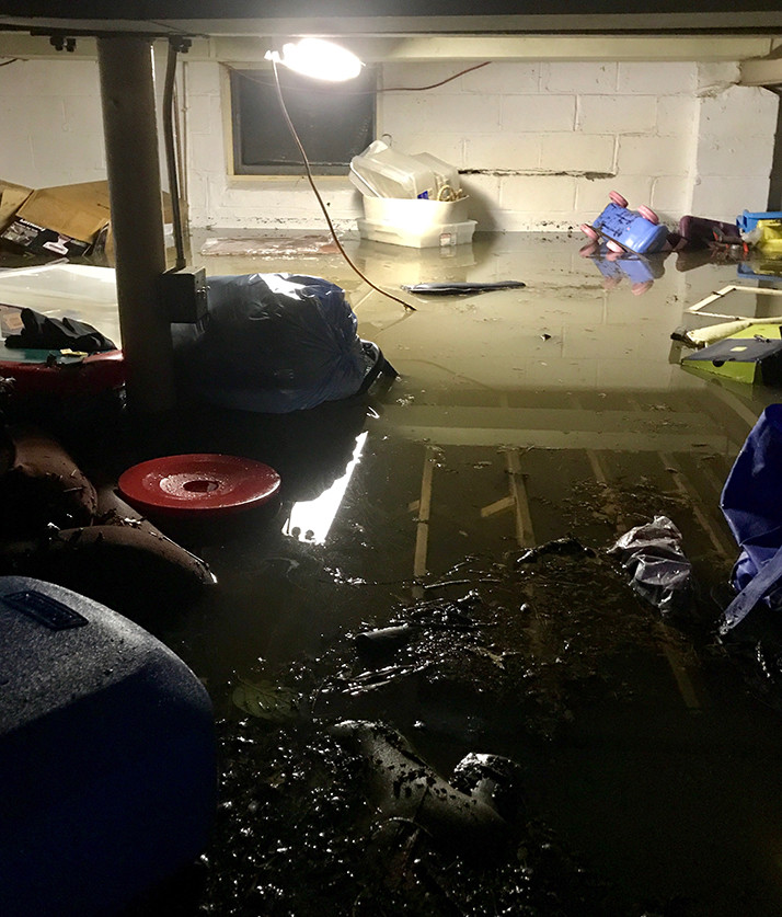 The Austins' basement had several feet of water in it.