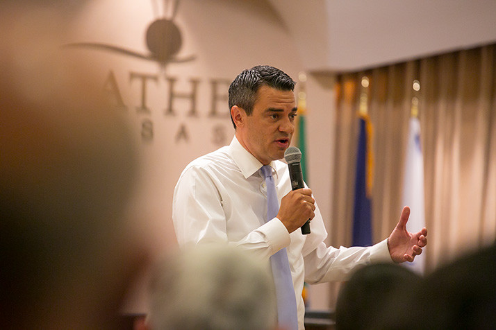 Rep. Kevin Yoder participated in his first in-person town hall in more than a year Tuesday.