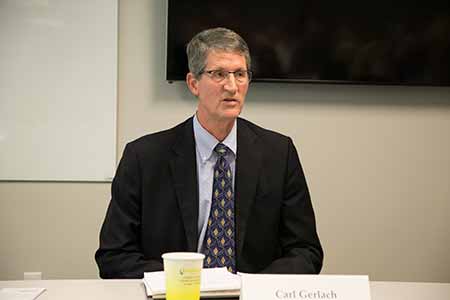 Incumbent Carl Gerlach pointed to Overland Park's top rankings on lists about the best places to raise a family as proof of the city's successes in recent years.