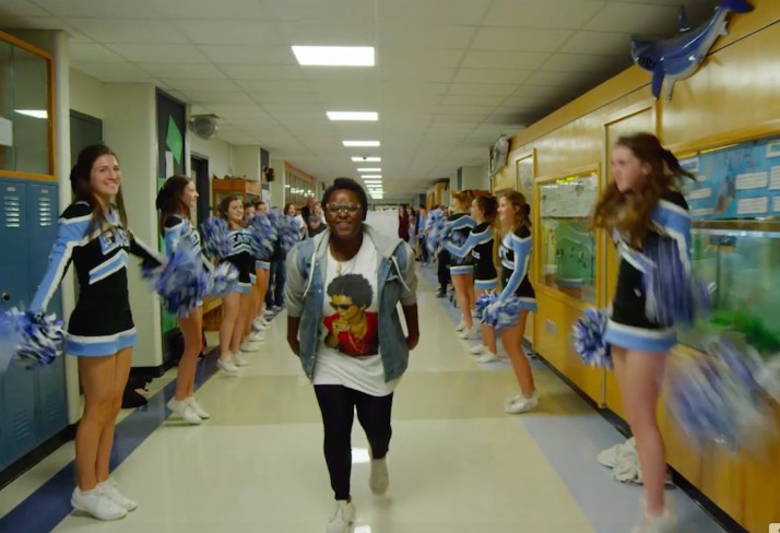 Aggie Williams sings along to "Thriller" in the new SM East lip dub video