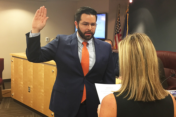 Mike Kelly took the oath of office as Roeland Park's new mayor on Monday.