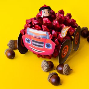 Blaze Pinecone Craft and PAW Patrol Leaves