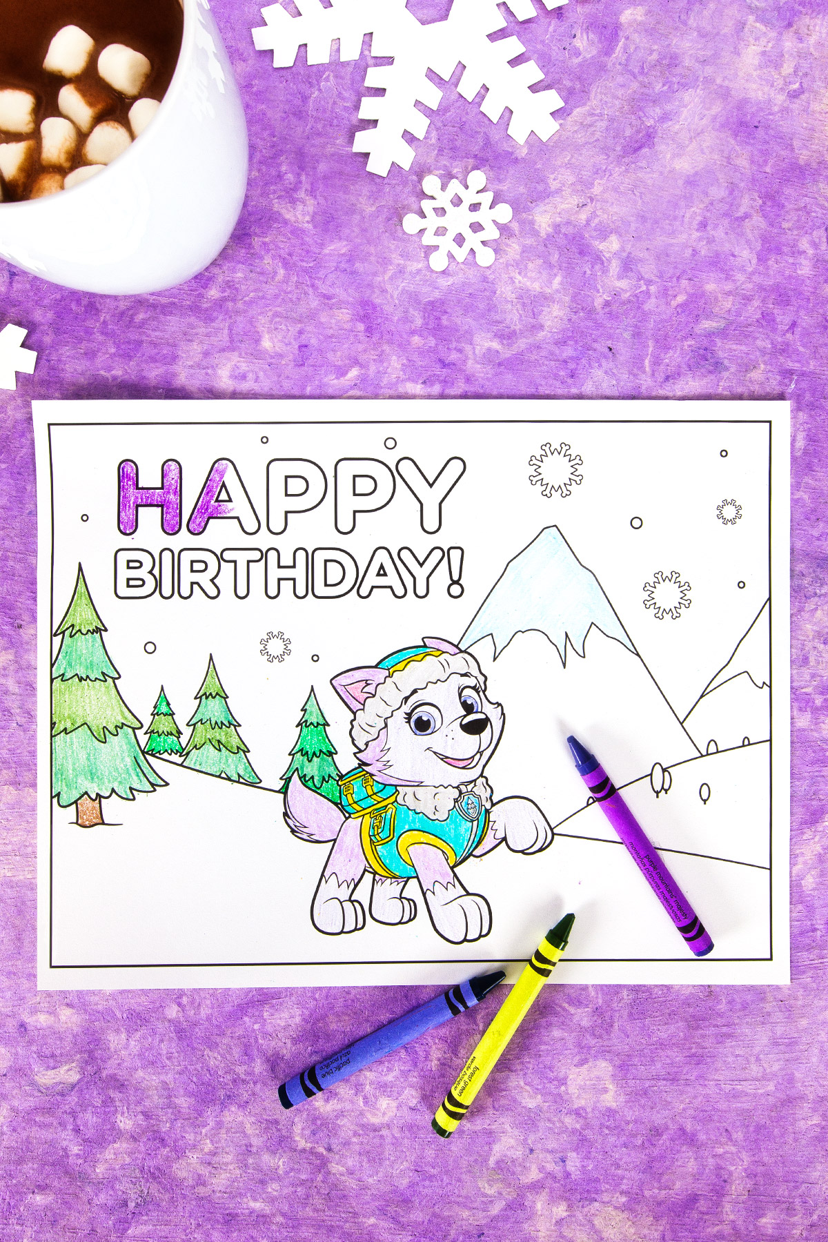 Everest Birthday Party Coloring Page