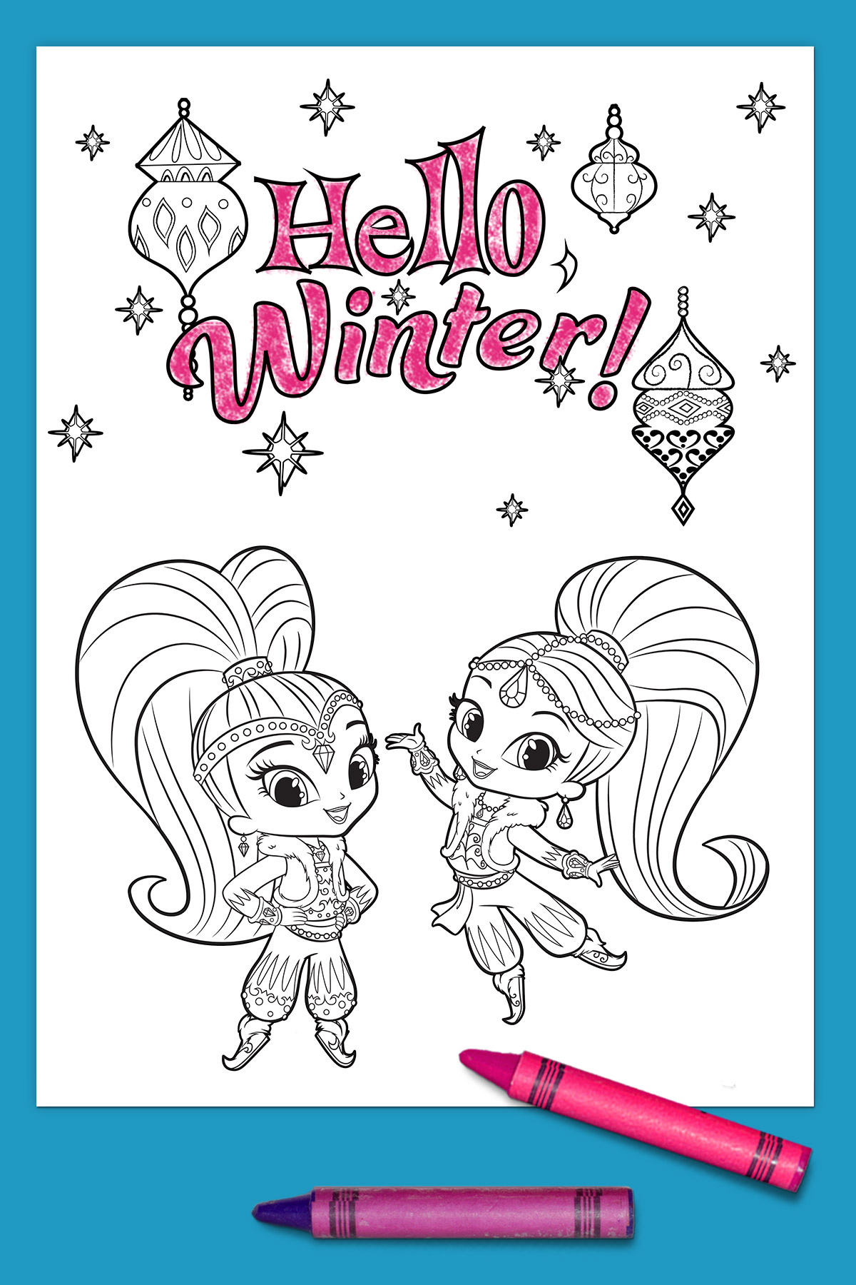 Shimmer and Shine Winter Coloring Page