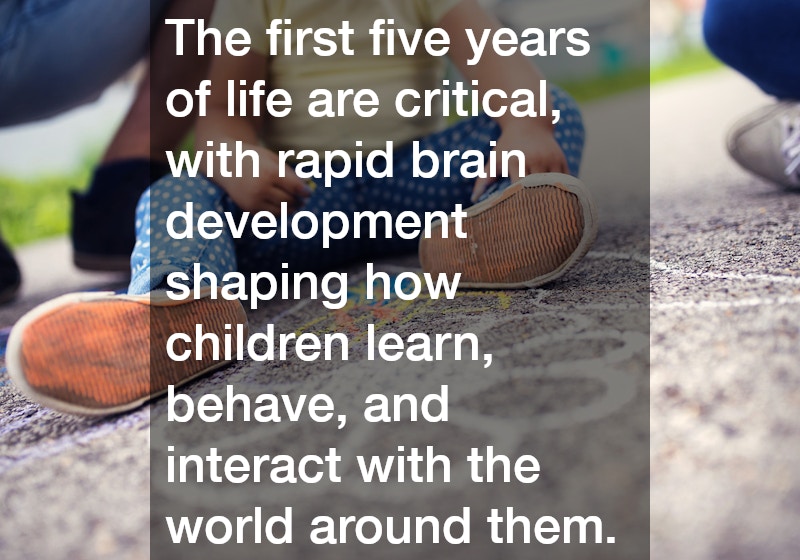 The first five years of life are critical, with rapid brain development shaping how children learn, behave, and interact with the world around them.