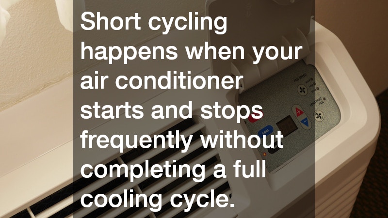 Short cycling happens when your air conditioner starts and stops frequently without completing a full cooling cycle.