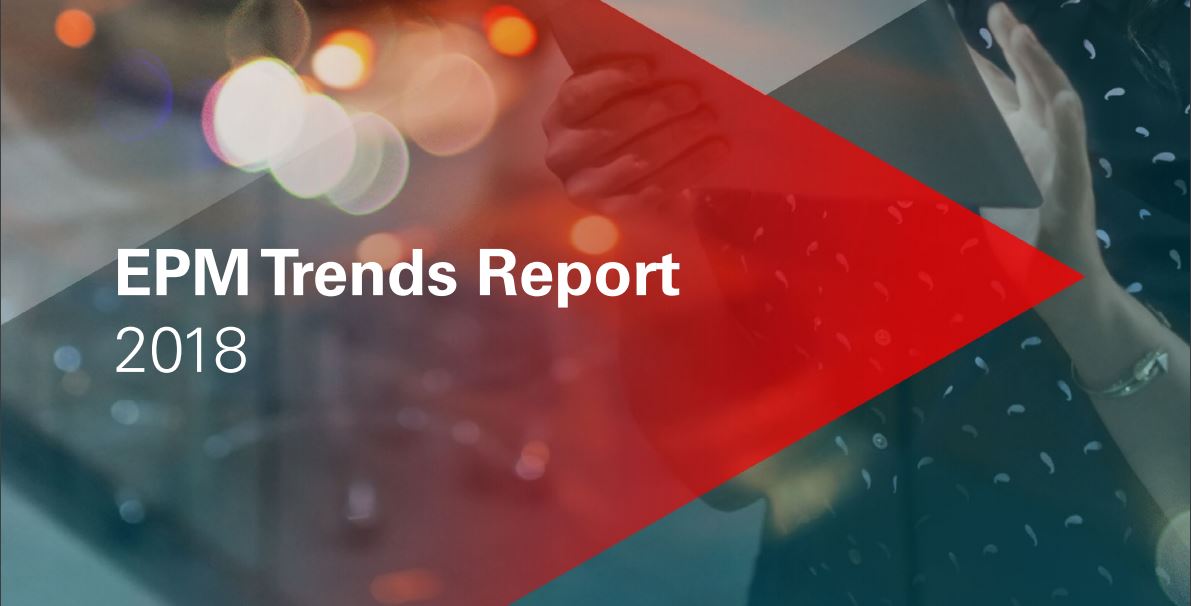 Graphic with the title "EPM Trends Report 2018"