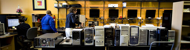 Office with lots of computers
