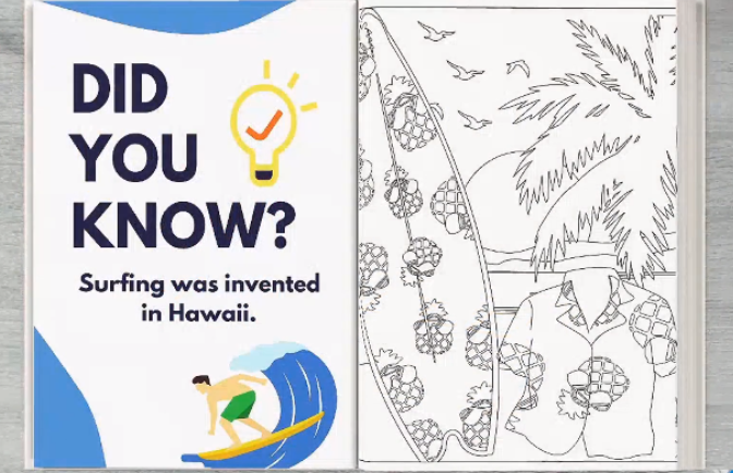 Coloring Book With Hawaii Fun Facts