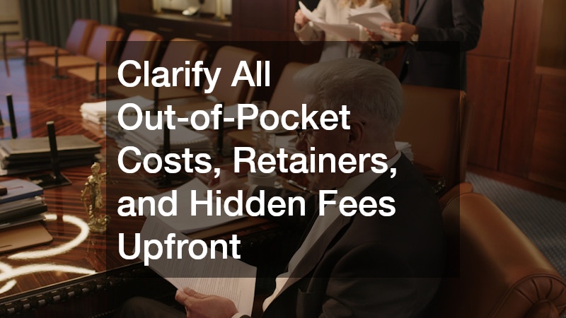 Clarify All Out-of-Pocket Costs, Retainers, and Hidden Fees Upfront