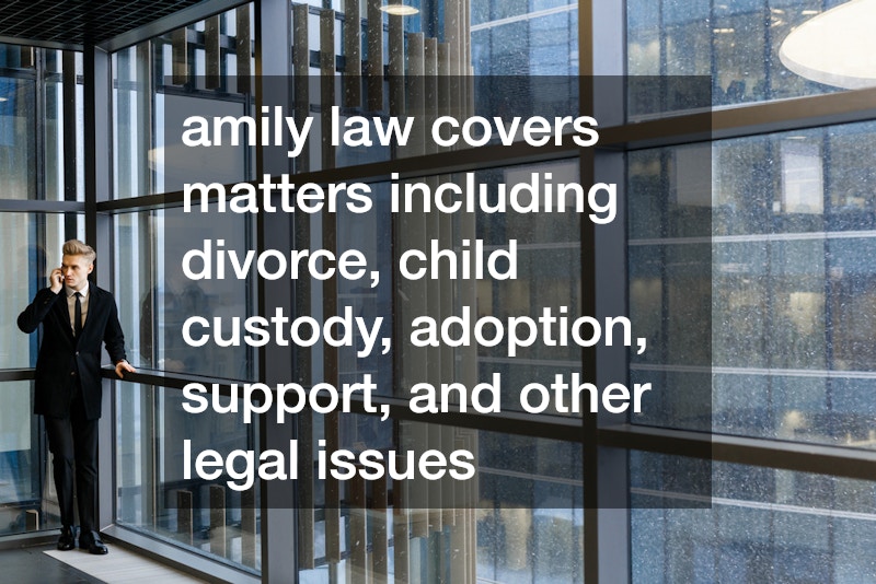 amily law covers matters including divorce, child custody, adoption, support, and other legal issues 