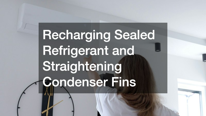 Recharging Sealed Refrigerant and Straightening Condenser Fins