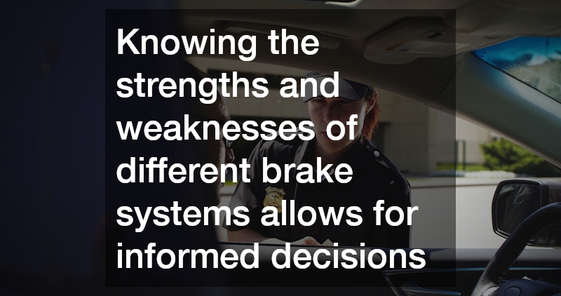Knowing the strengths and weaknesses of different brake systems allows for informed decisions