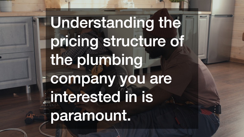 Understanding the pricing structure of the plumbing company you are interested in is paramount.