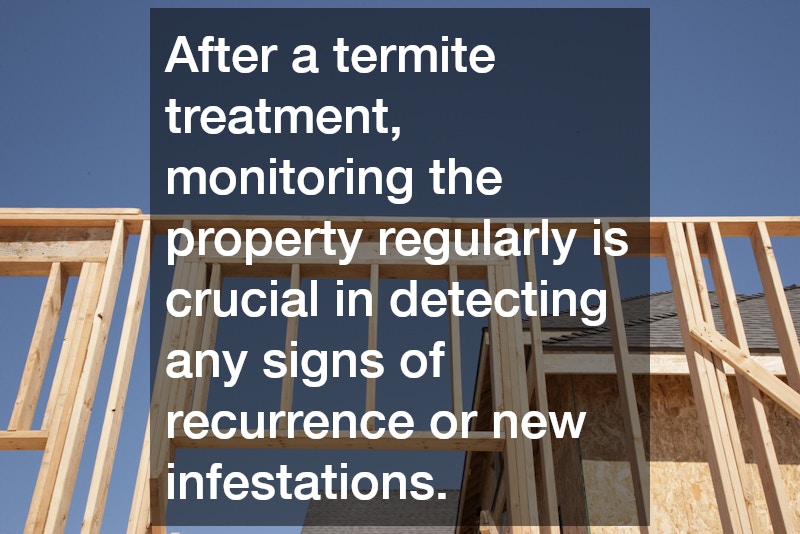 After a termite treatment, monitoring the property regularly is crucial in detecting any signs of recurrence or new infestations.