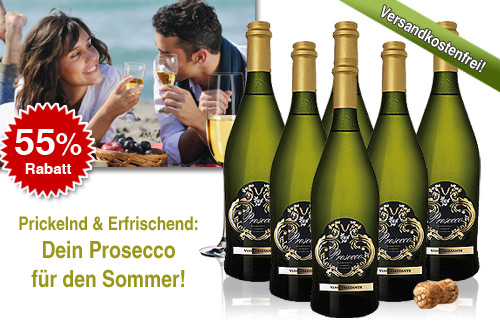 6 Flaschen aromatisch fruchtiger Prosecco Silvio Frizzante DOC inklusive Versand