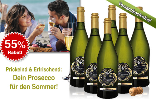 6 Flaschen aromatisch fruchtiger Prosecco Silvio Frizzante DOC inklusive Versand