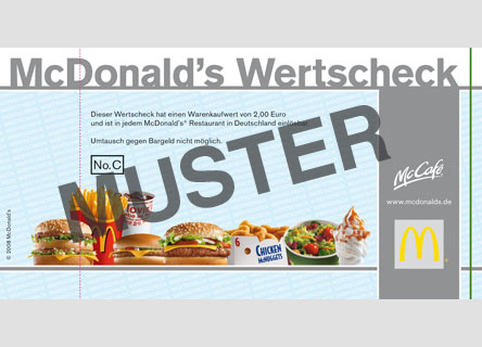 McDonald's-Wertschecks im Wert von 6 Euro
