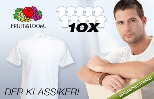10er-Pack Valueweight-Shirts von Fruit of the Loom in Wei�