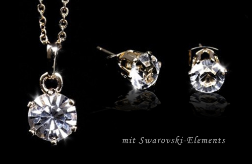 Schmuckset in Gelbgold mit Swarovski Steinen