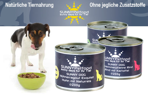 SUNNY Petfood 3 mal 5 Dosen Huhn, Rind und Wild
