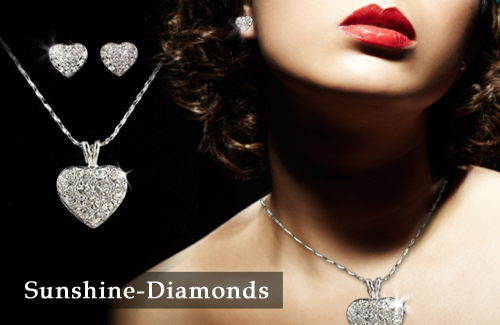 Herz-Set aus 18 Karat Wei�gold mit Swarovski-Elements-Kristallen