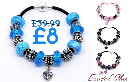 Become a bracelet beauty with a charming 80% discount from Essential Silver