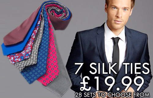 A sophisticated accessory for every day of the week - seven silk ties for �19.99