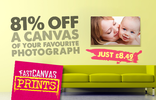 81% off a 30cm by 40cm canvas created from a favourite photograph by Fast Canvas Prints � just �8.49 usual price �44.99
