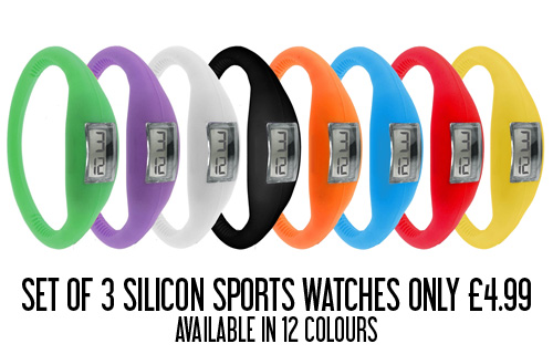 3 silicon sports watches from quirky online for only �4.99