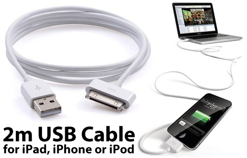 Is your phone cable too short? Stretch out with 72% off a 2m iDevice USB charging cable 