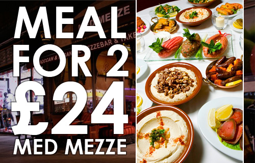 A Taste of the Mediterranean for �24 with 62% off a meal and entertainment for two at Med Mezze