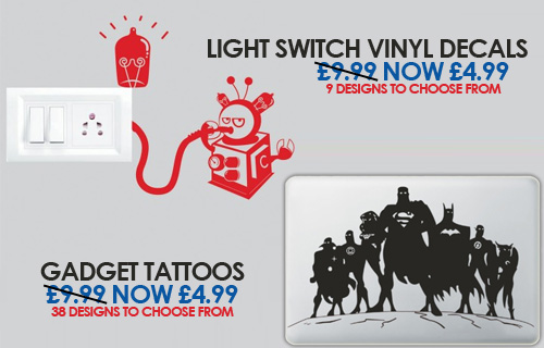Put your style stamp on your home & gadgets with a 50% off a wall switch or gadget tattoo from Spicy Decor
