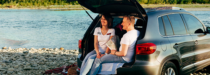 Sitting in the back of an SUV