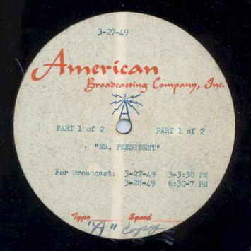 "Mr. President" Disc Label