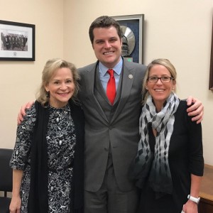 Dean Crowe and Rally Pensacola Director Cindi Bonner with Congressman Gaetz in March 2016.
