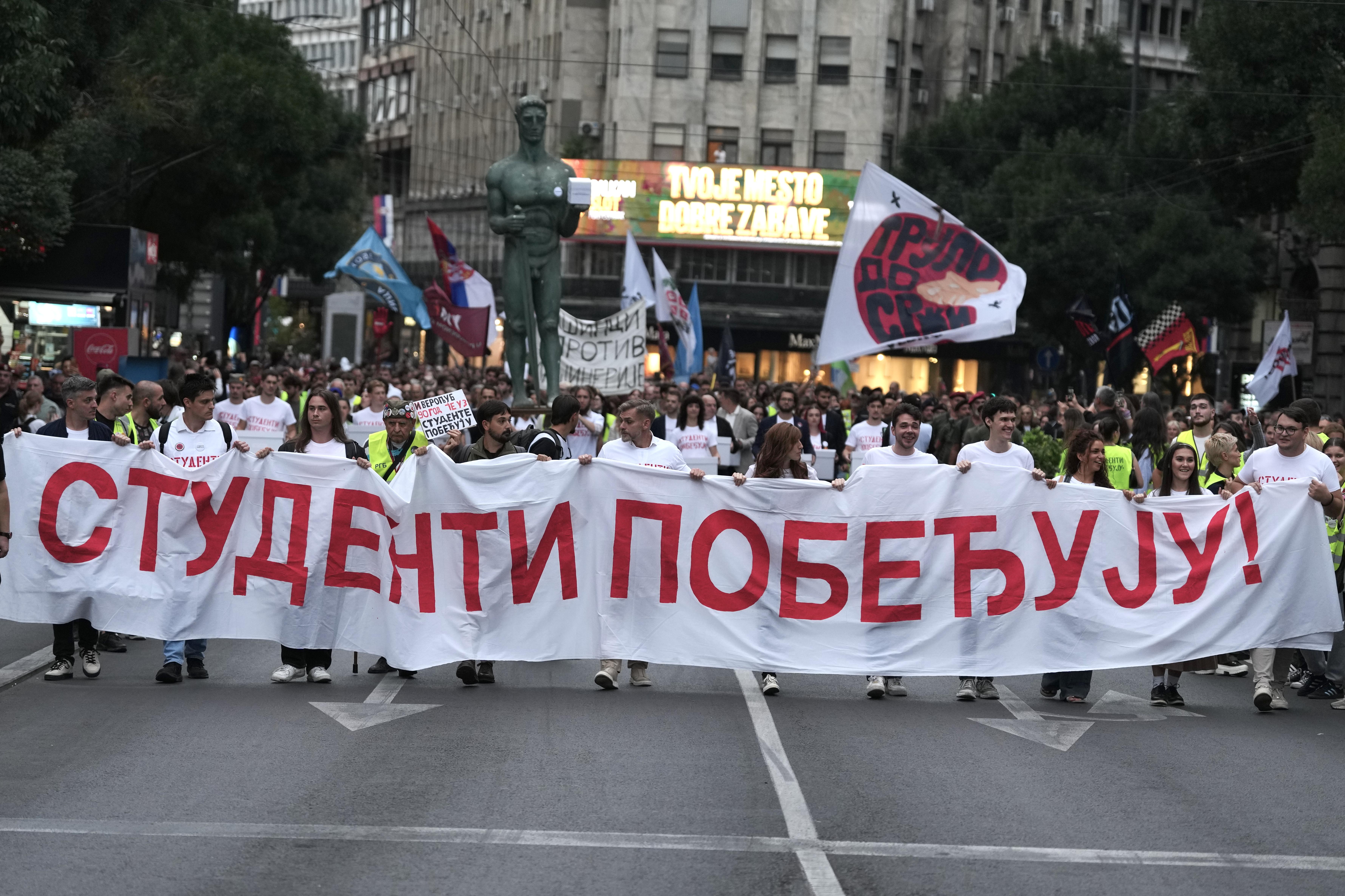 Serbia's protesting youth formally join race challenging Vucic before next month's election