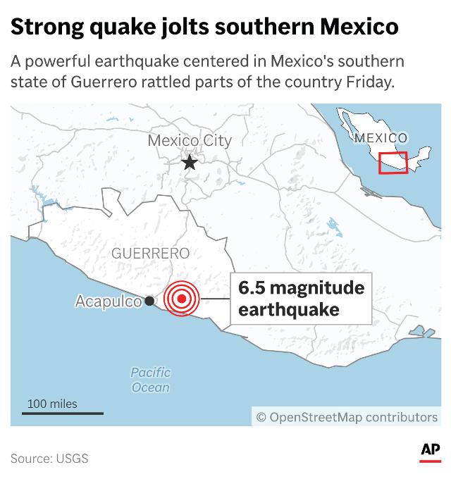 AP News: Earthquake with 6.5 magnitude rattles southern and central Mexico killing 2