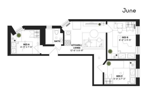 Private bedroom in 3 bed/1 bath Home 6 0