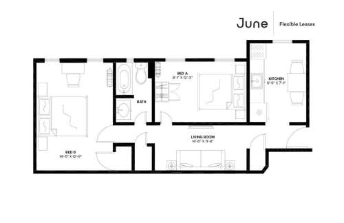 Private bedroom in 4 bed/1 bath Home 154 3