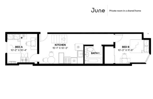 Private bedroom in 3 bed/1 bath Home 24 3
